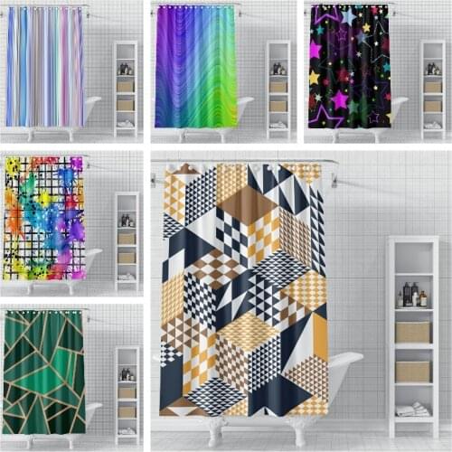 3D Abstract Geometric Ripple Pattern Shower Curtain Washable Polyester Bathroom Curtains Decor With Hooks