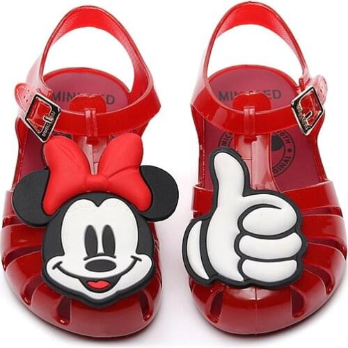 Disney Baby Girl Shoes Mini Melissa Jelly Shoes Toddler Shoes Mickey Minnie Girls Sandals PVC Non-slip Cartoons Sandalias13-18cm