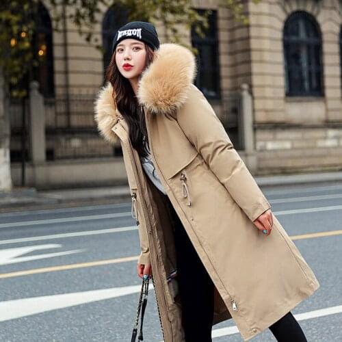 F~F Long Down Jacket 2021 Winter New Thick Fashion Loose Fluff Thick Coat Plus Size Womens Cotton Jacket