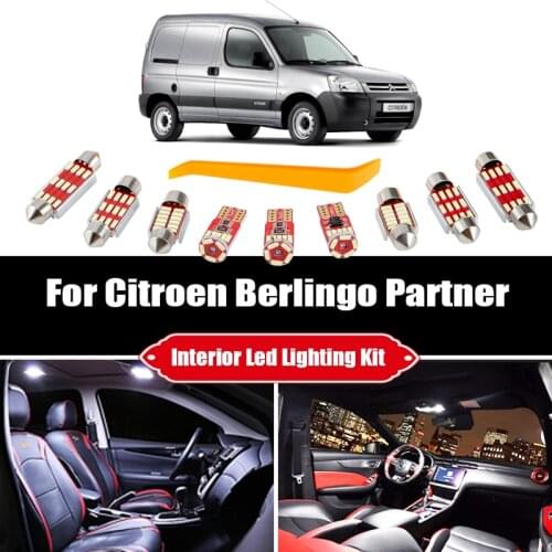 For 1996-2019 2020 2021 Citroen Berlingo For Peugeot Partner B9 K9 Tepee Canbus Vehicle LED Interior Map Dome Trunk Light Kit