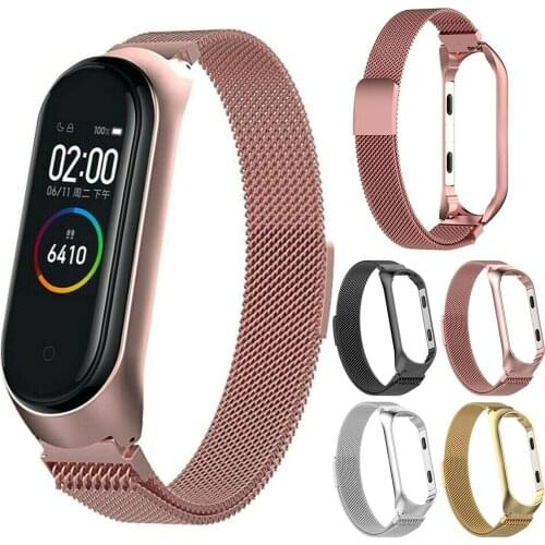 For Xiaomi Mi Band 3 4 Stainless Steel Watches Band Smart Watch Wrist Strap Replaceable Bracelets Watch Straps