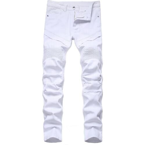 Denim Designer White Black MOTO BIKE Jeans High Quality For Men Size 28-38 40 42 2021 Autumn Spring HIP HOP Punk Streetwear