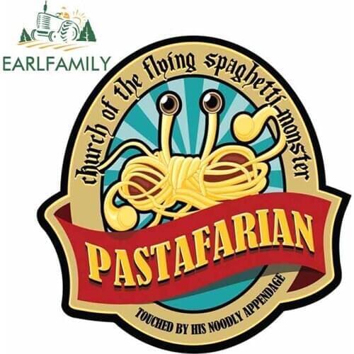 EARLFAMILY 13cm x 12.7cm for Monster Pastafarian Truck Decal Vinyl Material Fashion Car Stickers Suitable for VAN RV SUV Car