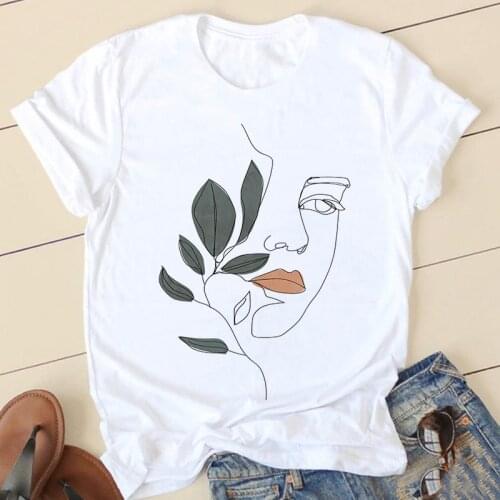 Flowers Face Abstract Simple Women T-shirt High Elasticity Casual Funny T Shirt Gift For Lady Yong Girl Top Tee Drop Ship Tshirt