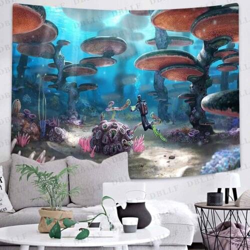 Mushroom Tapestry Cartoon Forest Trippy Landscape Art Wall Hanging Tapestries for Living Room Home Dorm Decor