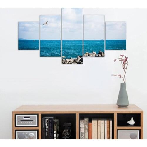 5 Piece Wall Art Canvas Painting The Sea And Seagull Scenery Prints Modern Home Wall Decor Poster Living Room Decoration