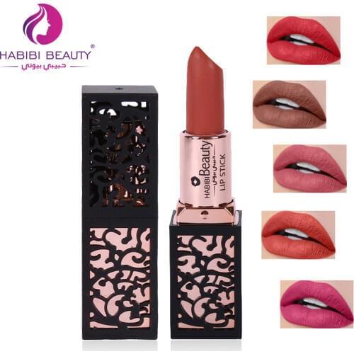 Habibi Beauty matte lipstick 24 colors waterproof long lasting batom nude brown lipstick cream Pumpkin moisturizing lipstic HB16