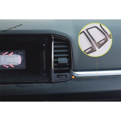 Yimaautotrims AC Air Conditioning Outlet Vent Frame Cover Trim Stainless Steel Interior Fit For Skoda Karoq 2018 2019 2020