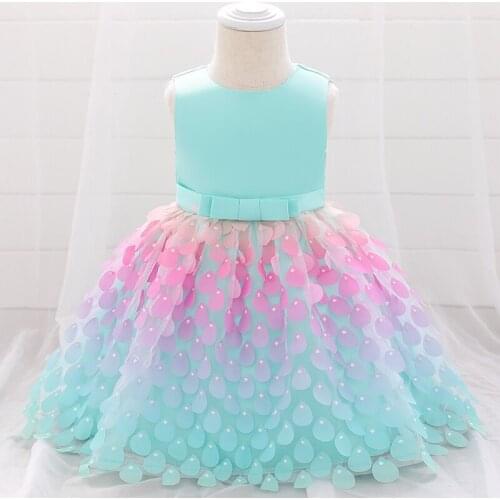Fashion Gradient Wedding Party Dress For Girls Christmas Princess Cothes Baby Girl Baptism Dress 6-24M Birthday Infants Vestidos