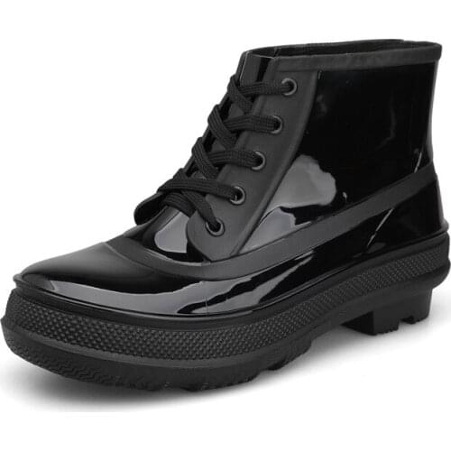 Men Ankle Boots Rubber Shoes Rainday Rainboots New Pvc Rain Boots for Men High Top Black Shoes Waterproofdf45