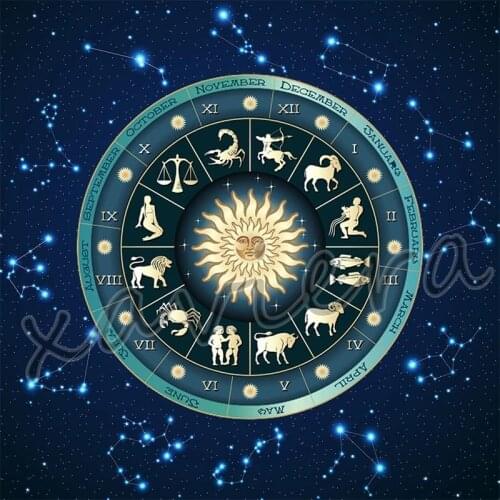 Xaviera Full Round Drill 5D Diy Diamond Painting Cross Stitch Star Zodiac Icon Rhinestone Mosaic Embroidery Kit Home Decor Craft