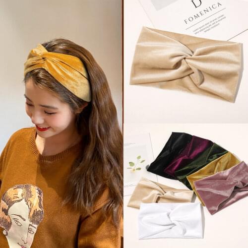 Wide Gold Velvet Cross Headbands for Women Girls Fashion Ladies Solid Yoga Twist Turbans Leopard Turbans Hair Accessories