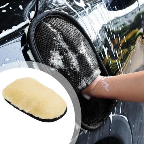 Plush Car Wash Gloves Window Cleaning Beige Car Cleaning Cloth Wool Glove Wash Cleaning Supplies for Car Accessories Microfiber
