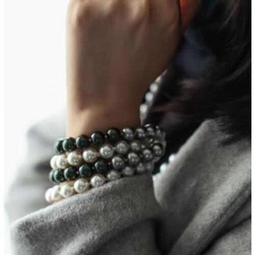 Stunning 9-10mm round multicolor pearl necklace 28inch