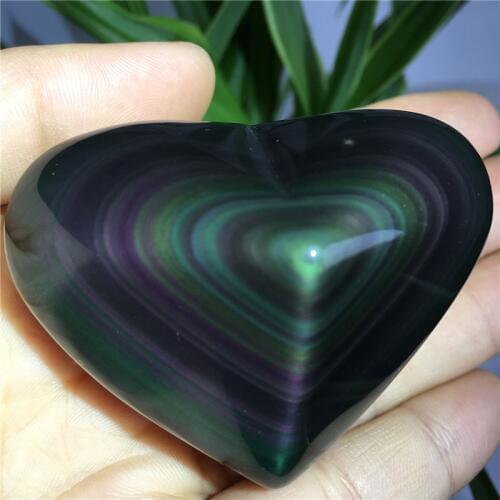 Natural Quartz Crystal Rainbow Obsidian Cat Eyes Heart shaped Healing Home decoration
