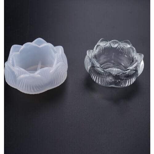 Transparent DIY Ashtray Mold Lotus Candle Holder Storage Box Mould Flower Pot Christmas New Year Decorations Gifts