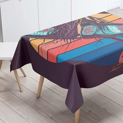 Rectangular Tablecloths Decorative Table Cover 3D Printing Sea Surboard Dining Table Cloth