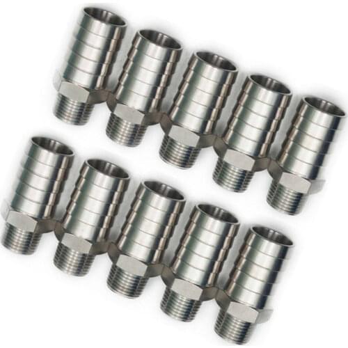 The Bar Production Stainless Steel 316 Barb Fitting Coupler / Connector 1" Hose ID x 1/2" Male NPT Air Fuel Water