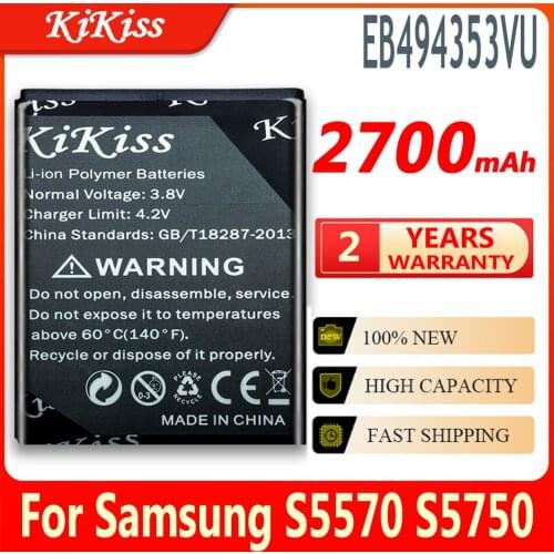 Replacement Battery For SAMSUNG S5330 GT-S5570 i559 S5570 S5232 C6712 S5750 Battery EB494353VU 2700mAh