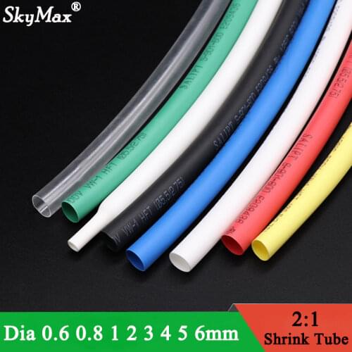 5M Heat Shrink Tube Dia 0.6 0.8 1 1.5 2 2.5 3 4 5 6 6.5 mm PE 2:1 Ratio Insulated Cable Sleeve Wire Wrap Electric Cable Repair