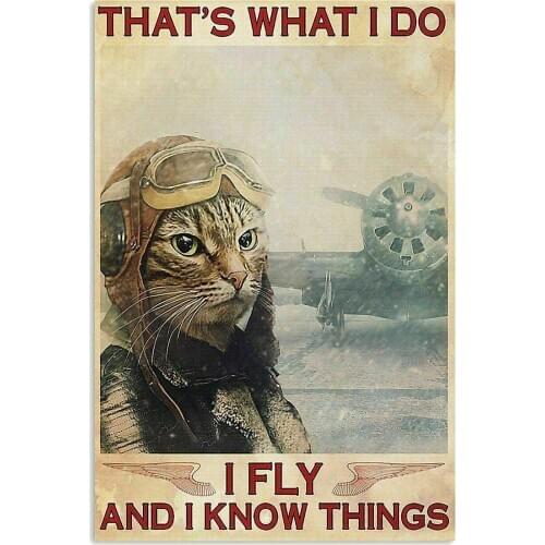 Cat Fly Vertical Poster Wall Art Home Decor Metal Tin Sign Wall Decor Man Cave Bar 8x12 Inch
