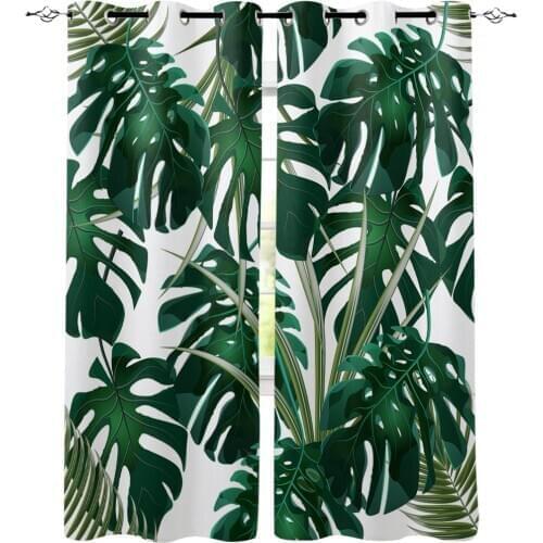 Tropical Leaves Monstera Curtains for Windows Drapes Blinds Modern Custom Printing Curtain For Living Room Bedroom Home Decor