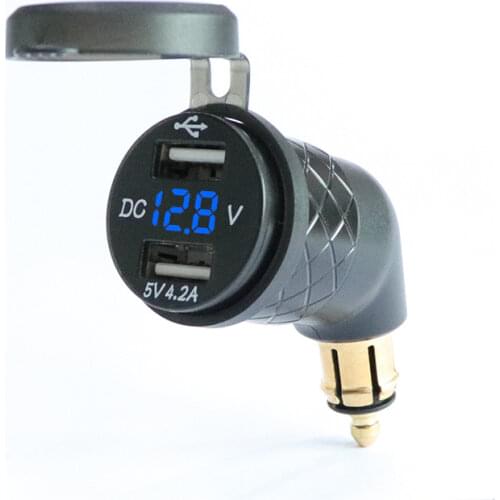 Aluminum Alloy European Motorcycle 5V 4.2A USB Charger DIN Socket Voltmeter for Triumph Tiger Explorer Ducati BMW Motorcycle