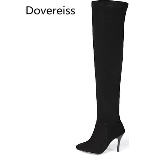 Winter For Woman Fashion Sexy Pointed Toe Shoes Pure Color Zipper Clear Heels Boots Stilettos Heels Over The Knee Boots 34-43