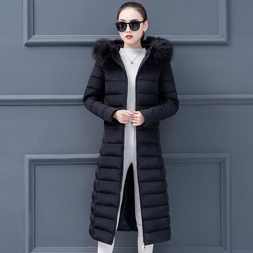 Winter Female Long Coats autumn Cotton Jacket Women Casual Large size Coats women black Hooded Thicken Parkas