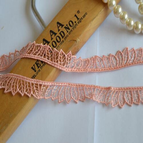 1.1CM Width (15yards/lot)pink leaf style openwork water soluble Hight quality lace fabrics embroidered lace trim-0410w02