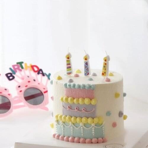 1set hildrens Day Rainbow color flame shape Cake TopperDecoration Insert Creative Birthday Party Dessert Table Candle Ornaments