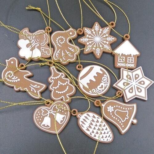 11pcs/set Unique Polymer Clay Snowflake Bell Angel Pendant Drop Ornaments for Chrismas Tree Decorations Home Party Decor Noel