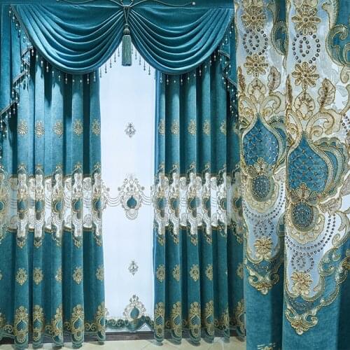 2021 European Style Chenille Curtain Thickened Shading Finished Custom Curtains for Living Dining Room Bedroom