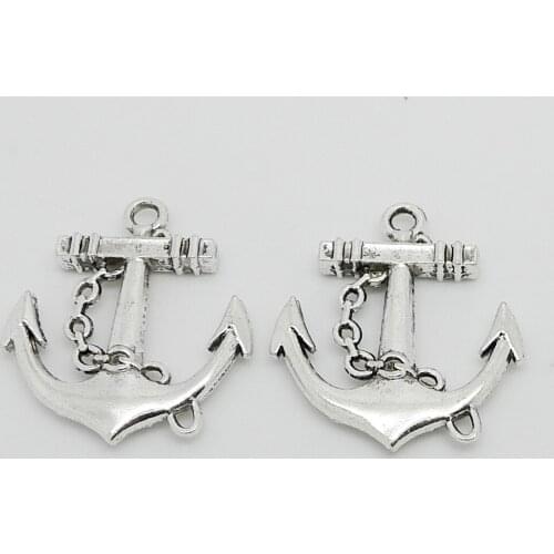 4PCS 27X30MM Vintage Anchor Charms For Necklace Bracelet Earring Keychain Alloy DIY Jewelry Making Accessories Wholesale