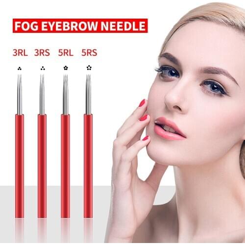 500pcs 3RL / 3RS / 5RL / 5RS Manual Fog Eyebrow Microblading Needle Semi Permanent Makeup Manual Fog Eyebrow Needle
