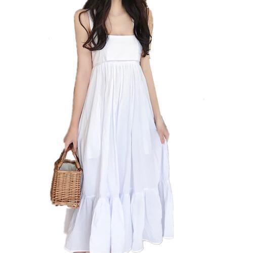 B2730 2019 summer new Korean version womens wear gentle fairy sweet temperament pure color backless doll dress cheap wholesale