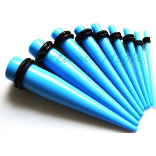 Free Shipping Colour Ear Piercing Taper Stretcher Plug Earring Stretching Expander Expanding Kit Set 1.6-10mm Body Jewelry