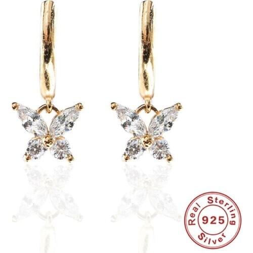 BOAKO 925 Sterling Silver Animal Butterfly Pendientes Mujer Hoop Earrings For Women Jewelry Circle Earring Rock Punk Jewelry