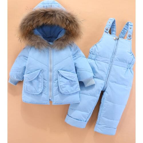 OLEKID 2021 Winter Baby Boys Snowsuit Hooded Fur Collar Jacket Coat Down Overalls Infant Snow Suit Toddler Girl Snow Wear Set