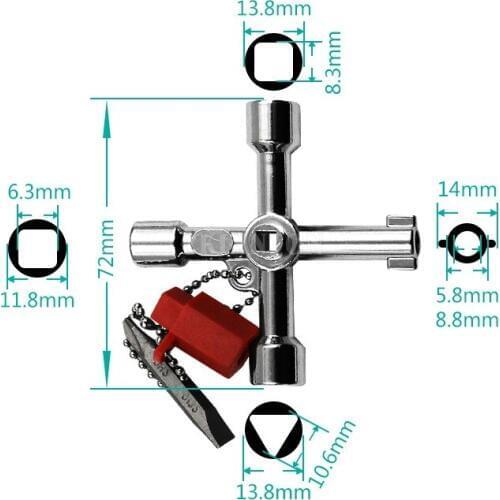 DHL 100PCS 5 In 1 Cross Switch Key Wrench With Universal Square Triangle Train Electrical Cupboard Box Elevator Cabinet Alloy