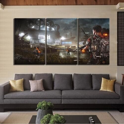 3 Piece HD Picture Tom Clancys The Division 2 Game Scene Poster Wall Sticker The Division 2 Games Art Canvas Painting for Wall