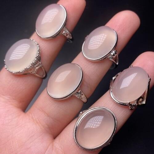 1pc Random Natural Agates Stone Rings for Women Healing Oval Shape Real White Onyx Quartz Crystal Rings Wedding Jewelry Mom Gift