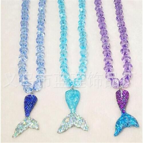 2pcs/lot Mermaid Party Necklace Bracelet Set Mermaid Tail Beaded Childrens Decoration Birthday Party Gift Jewelry Decor DGU39
