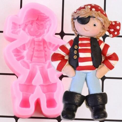 Pirate Boy Silicone Mold Baby Birthday Fondant Cake Decorating Tools Cupcake Topper Candy Resin Clay Chocolate Gumpaste Moulds