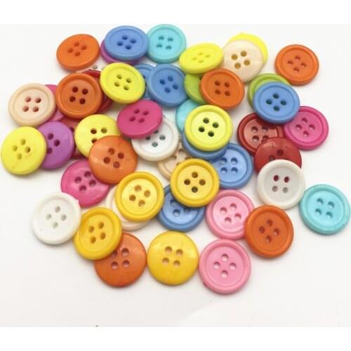 1000Pcs/lot Mixed 4 Holes 15mm Round Buttons Flatback Plastic Shirt Buttton Embellishments For Sewing Scrapbooking