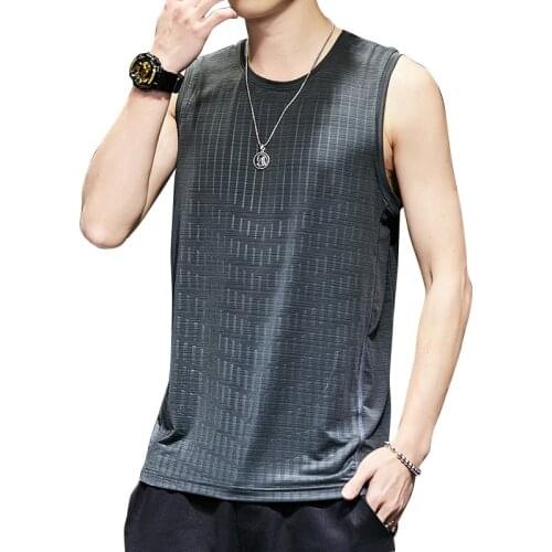 2021Summer Mens Vest Ice Silk Quick-drying Running Sports Fitness Basketball Training Men Gym Tank Top Tank Tops Men Clothing