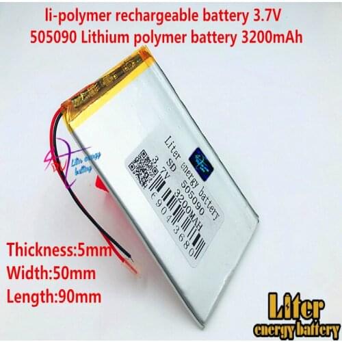 Size 505090 485090 3.7v 3200mah Lithium Polymer Battery With Board For Mp3 Mp4 Gps Digital Products Free