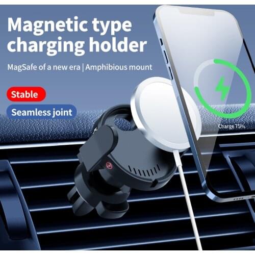 2021 New MagSafe magnetic car holder dual-use GPS Display Phone Holder Stand Car bracket phone charging bracket for long trip