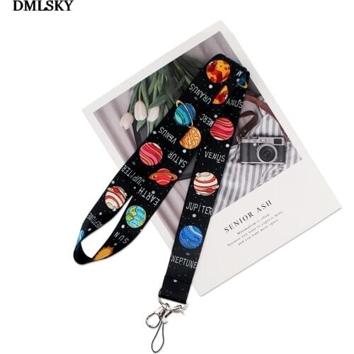 DMLSKY Space Planet Keychain Cartoon Cute Phone Lanyard Women Fashion Strap Neck Lanyards for ID Card Phone Keys M4641