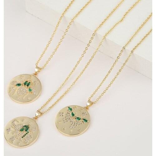 Minar 3 Designs Shinning Rhinestone Bee Butterfly Elephant Alloy Circle Coin Pendant Necklace for Women Ladies Lovely Accessorie